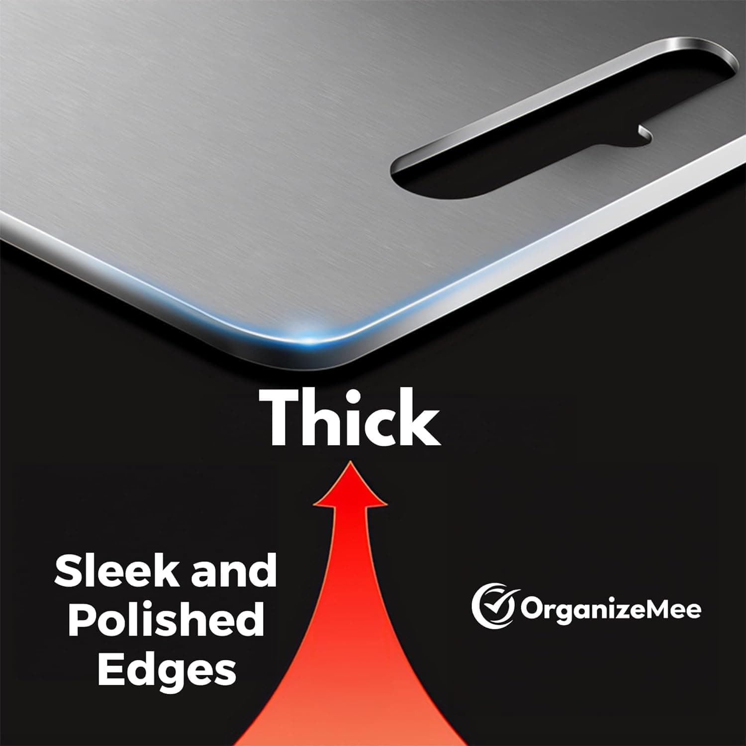 OrganizeMee Large Stainless Steel Chopping Cutting Board for Vegetable Fruit Cutter Metal Choping-Board for Kitchen, Big Size Pad Choping Boards Kitchen,1 Year Warranty (Size 36 cm X 25Cm)