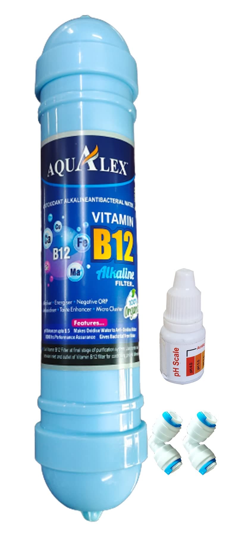 Aqualex, Pokar RO, Alkaline B12 Filter + 2 pcs Push fit Elbow Suitable for All RO Water Purifier