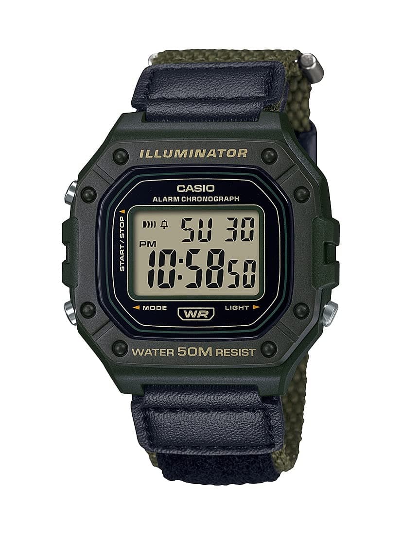 Casio Men's Quartz Sport Watch with Resin Strap, Green, 28 (Model: W-218HB-3AVCF), Black