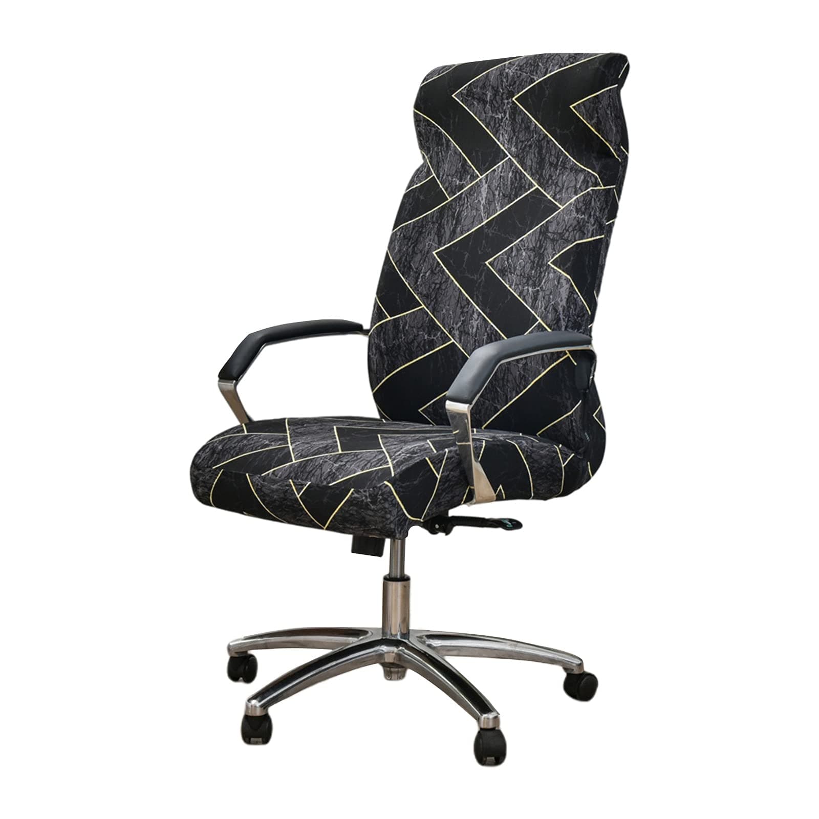 Stretch Office Chair Cover with Zipper Printed Computer Chair Cover for Armrest Chair Universal Removable Spandex Rotating Boss Chair Slipcovers Soft Desk Chair Seat Protector for Dogs, Cats (L, 09)