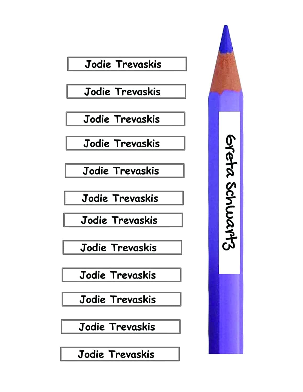 Personalized/Custom Name Adhesive Labels to Mark Objects, Pencils, pens, etc. Measure 4,5 x 0,6 cm for Kids - Set of 160 (4.5 x 0.6 cm, White)