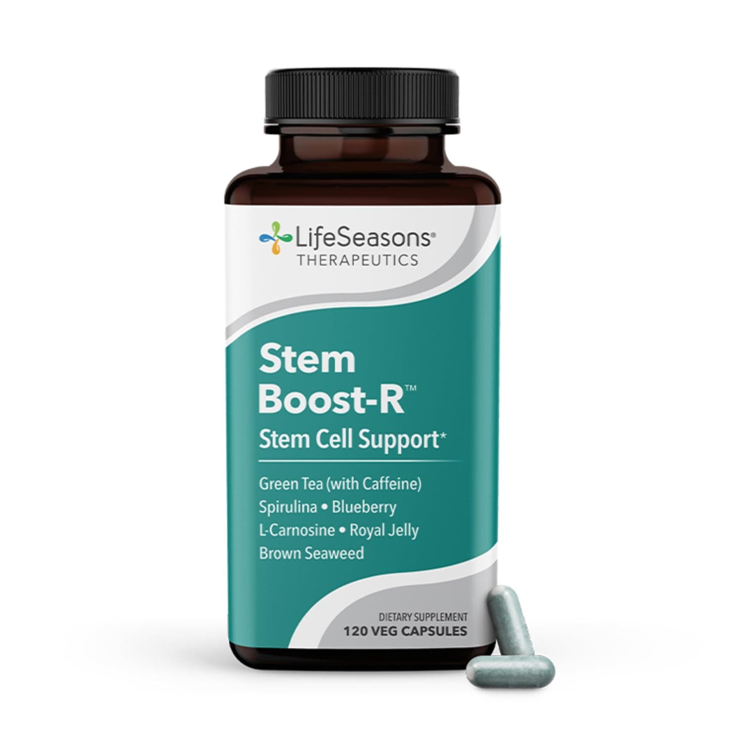 LifeSeasons Stem Boost-R - Stem Cell Support - Naturally Repair Damaged Tissue - Vitamin Supplement Rich in Antioxidants - Royal Jelly, Spirulina, Blueberry, Brown Seaweed & L-Carnosine - 120 Capsules