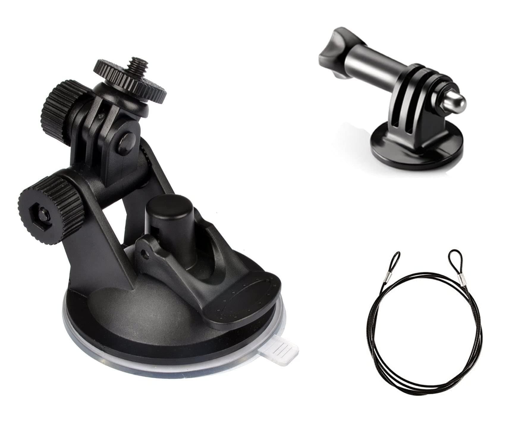 Car Windscreen GPS Suction Cup Mount for Windshield Dash Cam Camera Camcorder Bracket Holder Stand and Lanyard for all Gopros, SJCAM, GeekPro, Xiaomi Yi, 4K and Micro SLR