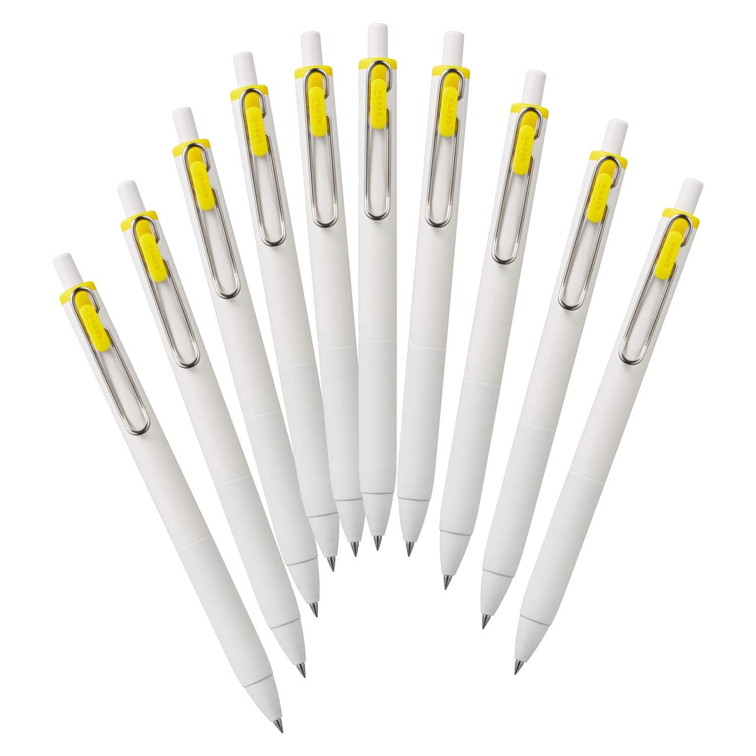 三菱鉛筆 Mitsubishi Pencil UMNS05.2 Uniball One Gel Ballpoint Pen, Yellow, 10 Pieces