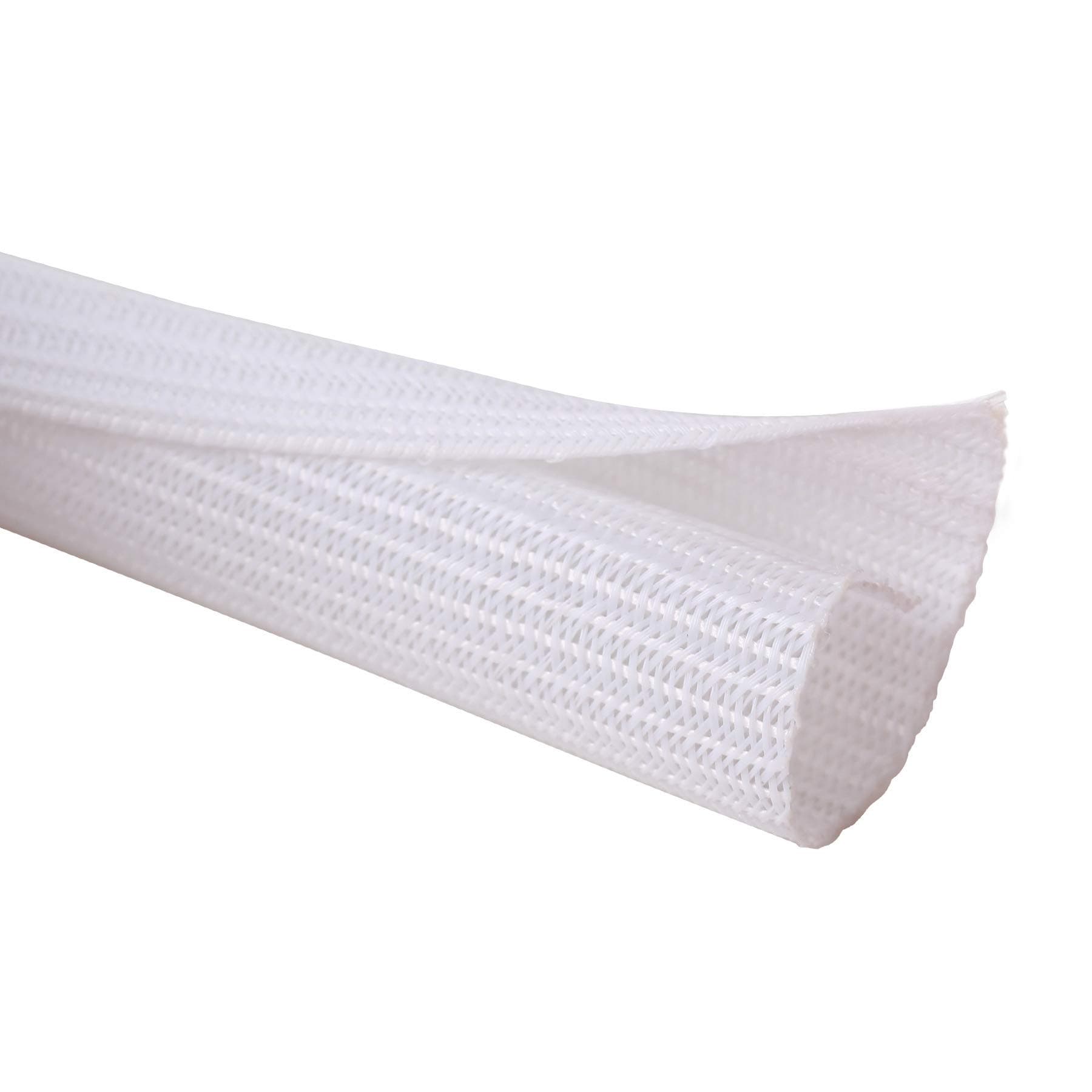 Alex Tech 10ft - 3/4 inch Cord Protector Wire Loom Tubing Cable Sleeve Split Sleeving for USB Cable Power Cord Audio Video Cable - Protect Cat from Chewing Cords - White