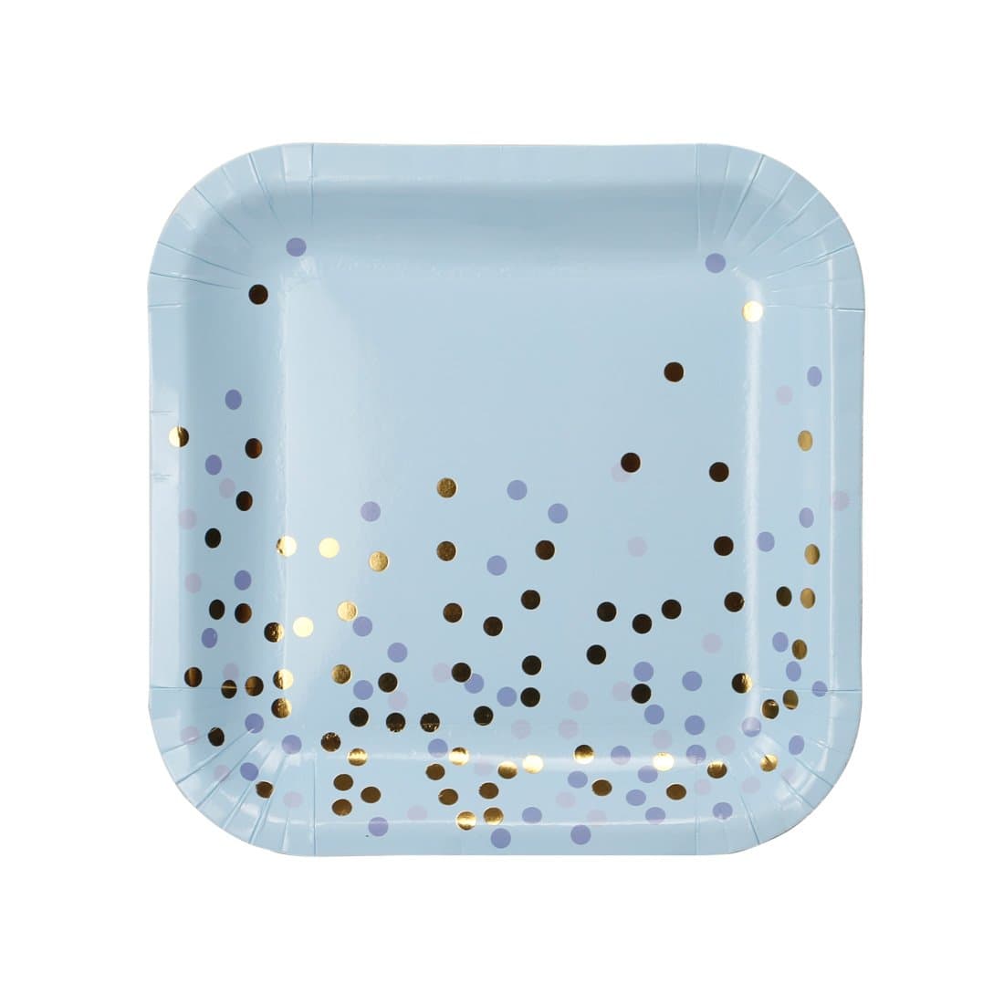 Blue Gold Dots Paper Party Plates Bulk, 9 in Square Disposable Dessert Plates,20 Pcs Decorative Tableware for Birthday Parties, Weddings, and Life Celebrations