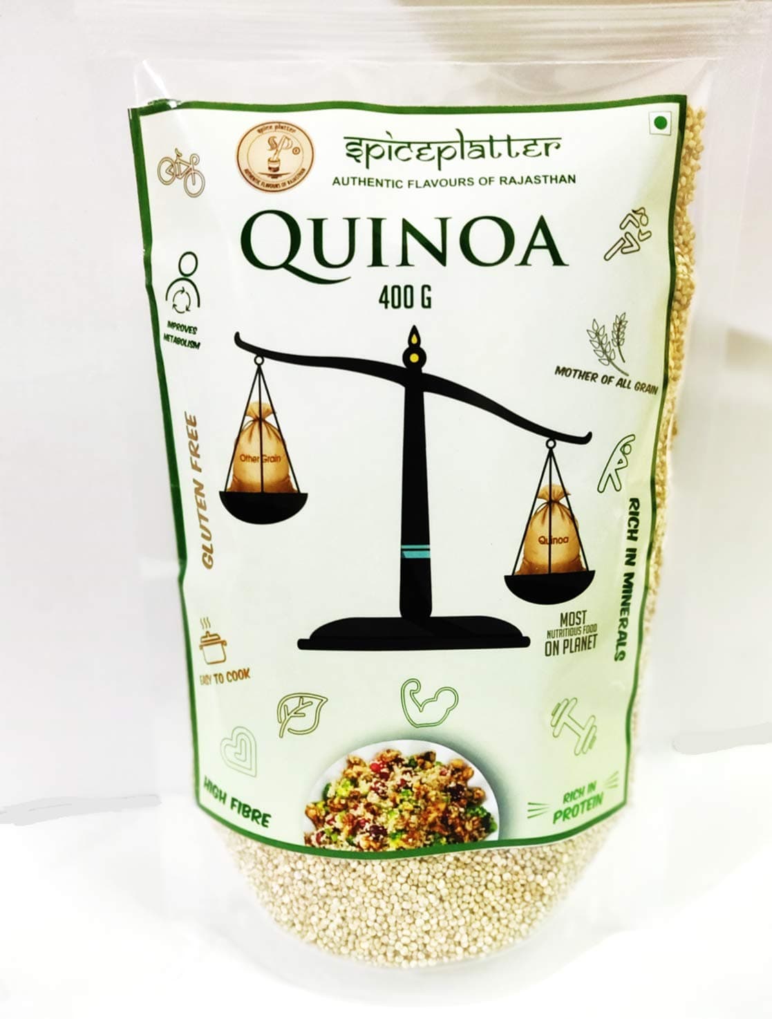 Spice Platter Superfood White Quinoa Seeds [Natural & Gluten Free] - 400g