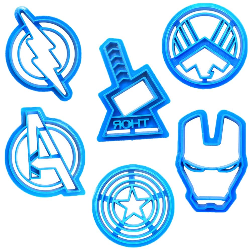 Crethinkaty Plastic Cookie Cutters - 6 Pieces Fondant and Biscuit Cutter Set, Cartoon Impression Cutter for Sugar Craft Cake Decoration