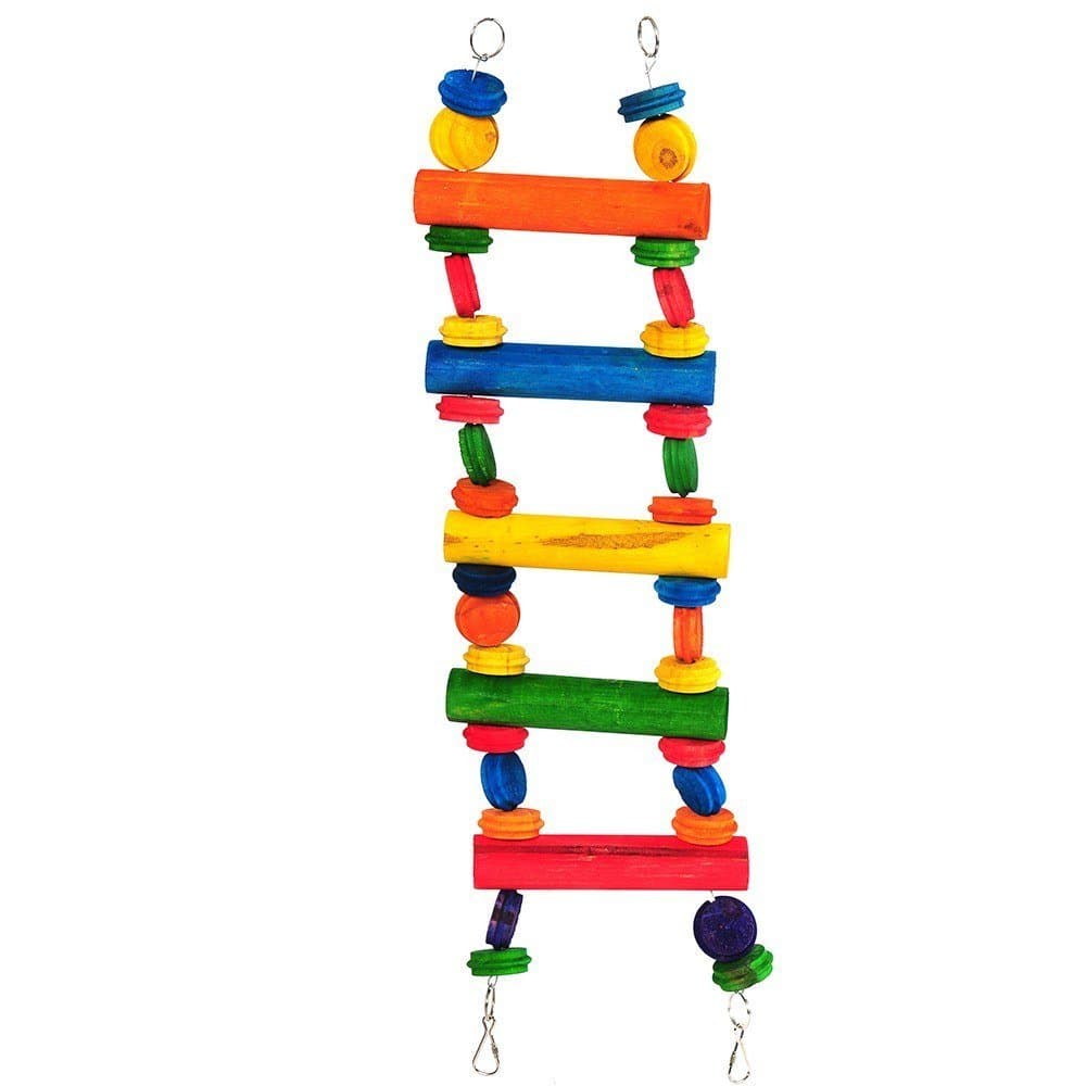 Happy Pet Playtime Ladder Bird Toy Climbing Wooden Perch Durable Hanging Fun Interactive Exercise Playing Cage Accessory for Parrots Cockatiels 69cm
