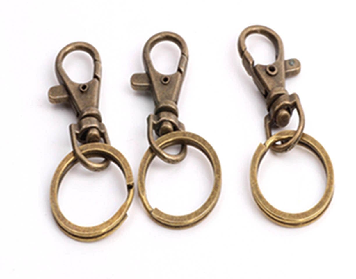 Cooplay 10 Bronze Flat Heart Five Star Style Carabiner Lobster Clasps Swivel Claw Hook Key Keyring Split Ring Trigger Clips for Car House Keys (Flat)