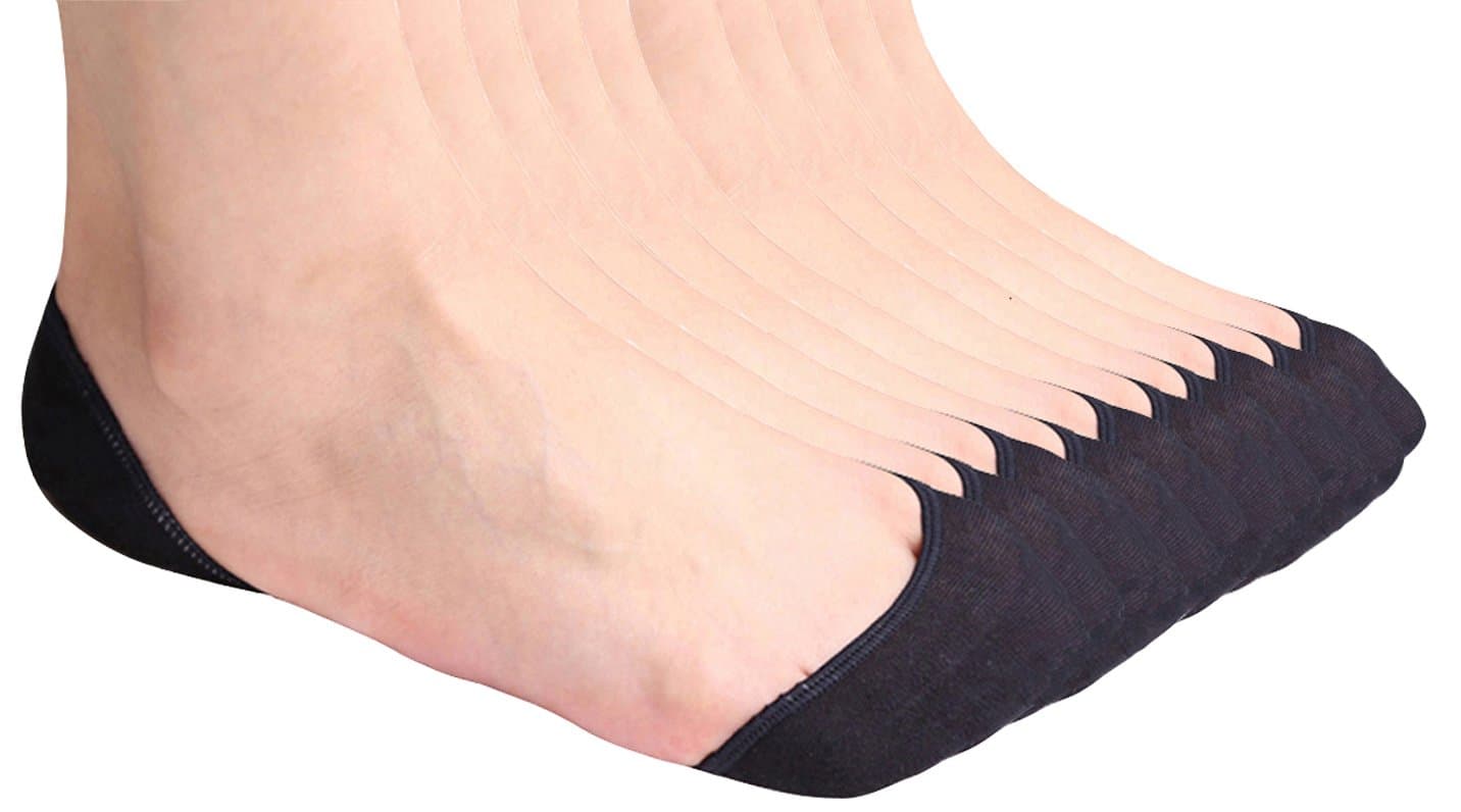 6,10 Pairs No Show Socks Women's Ultra Low Cut Liner Invisible Socks w/ball-of-foot Cushion & Silicone Heel