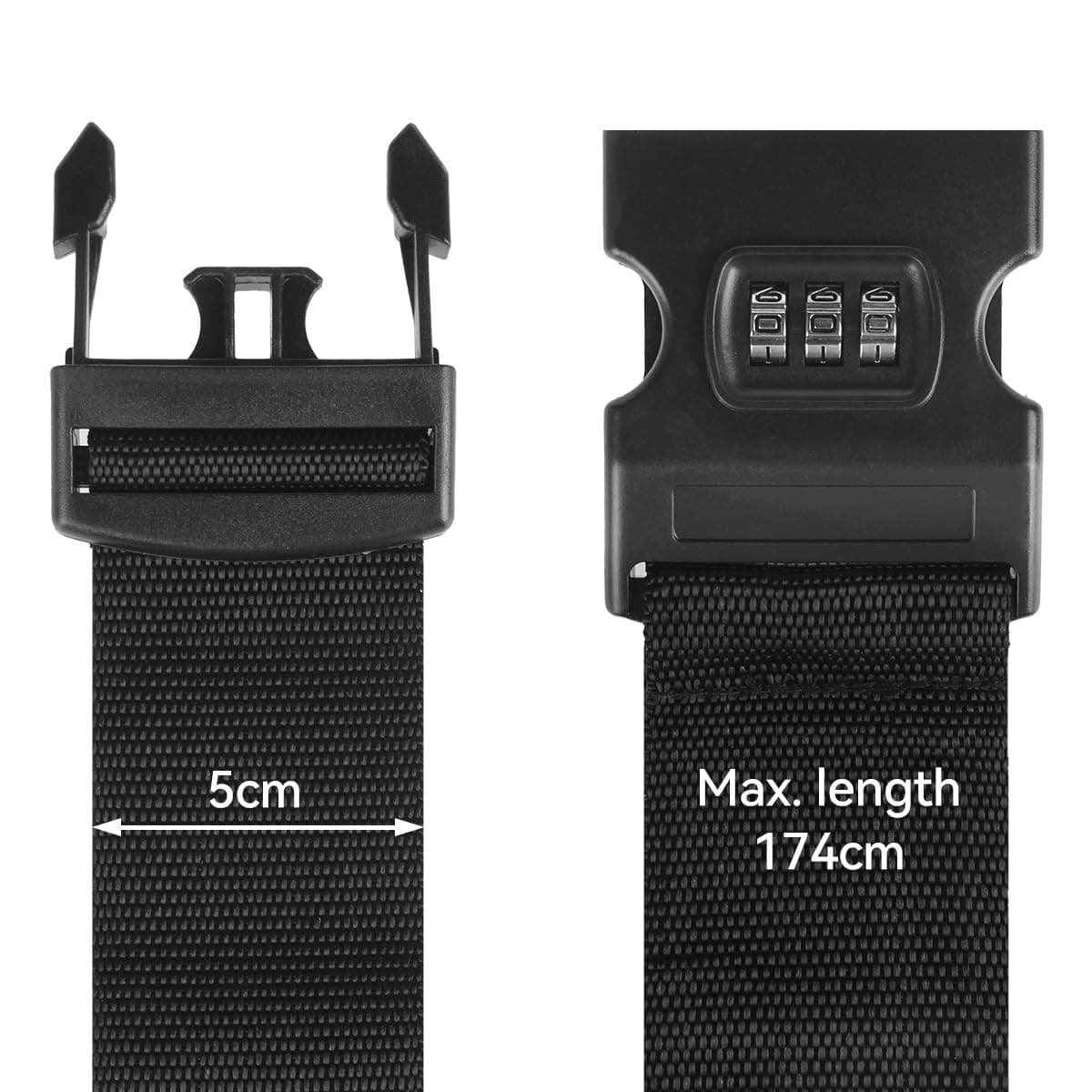 T Tersely 2-Pack T Tersely Luggage Straps with Combination Lock - Secure and Convenient Travel Accessories (Black)