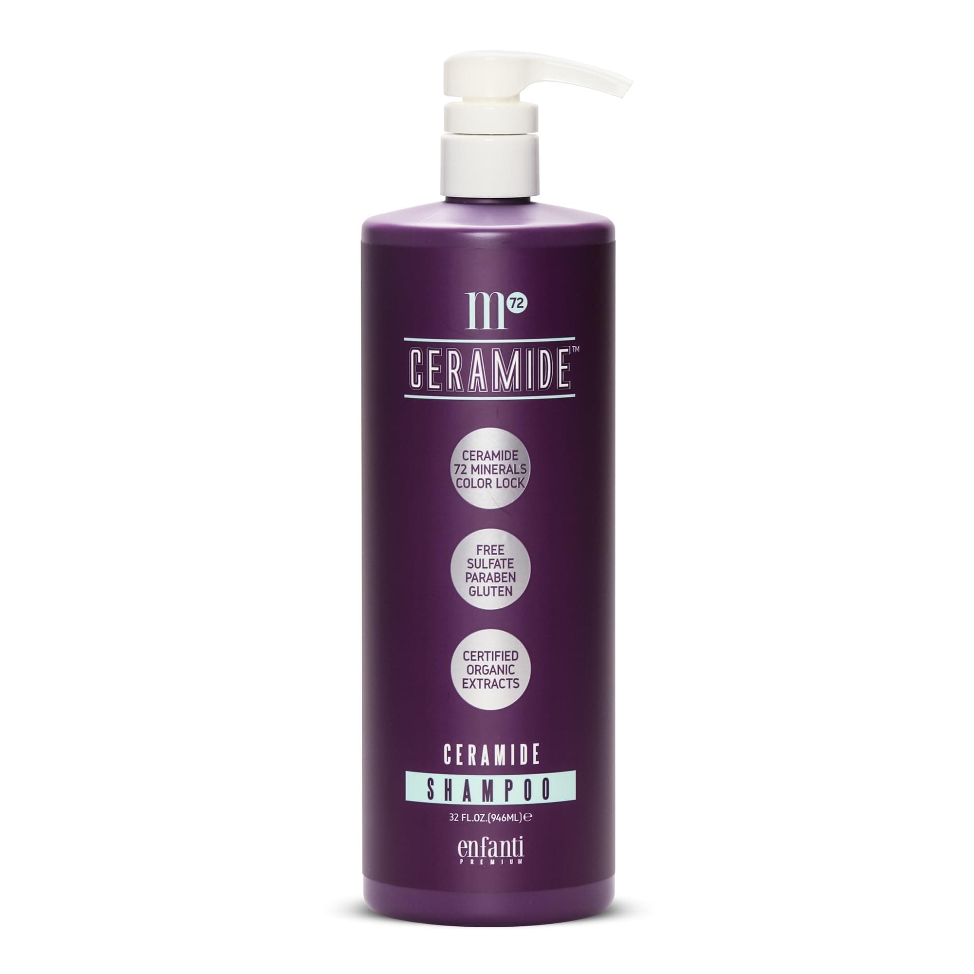 Bioken Enfanti M72 Ceramide Shampoo – 32 oz 72 Minerals Organic Herb Extracts Moisturizing Strengthen Hair Scalp Care Sulfate Free