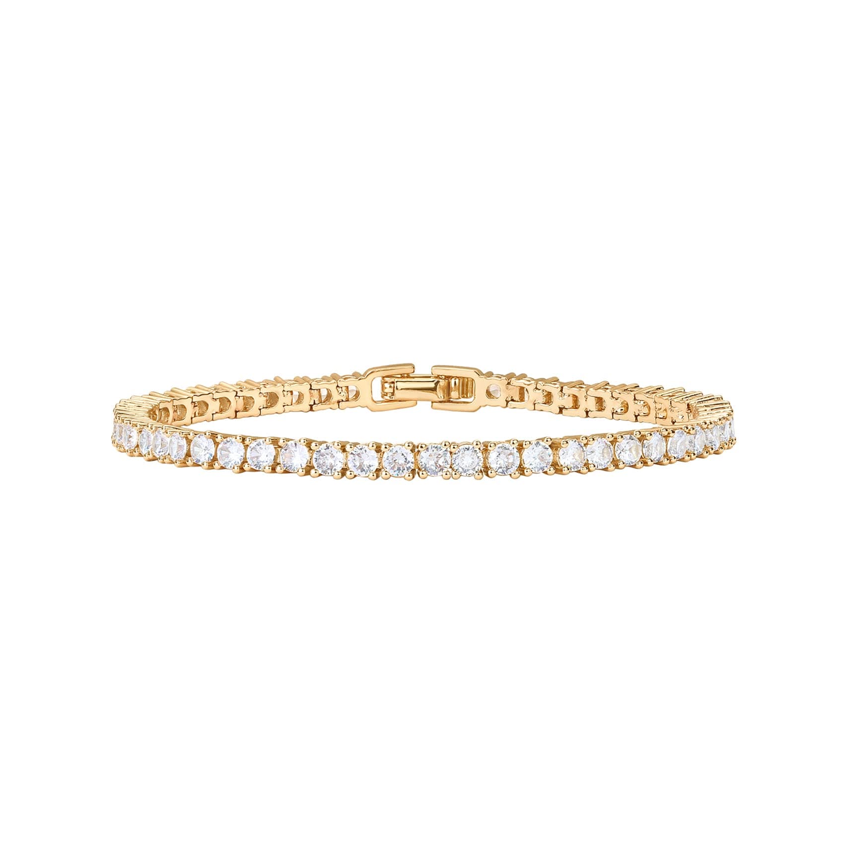 PAVOI 14K Gold Plated Tennis Bracelets for Women - Classic Cubic Zirconia Silver Tennis Bracelet - Trendy Diamond Jewelry