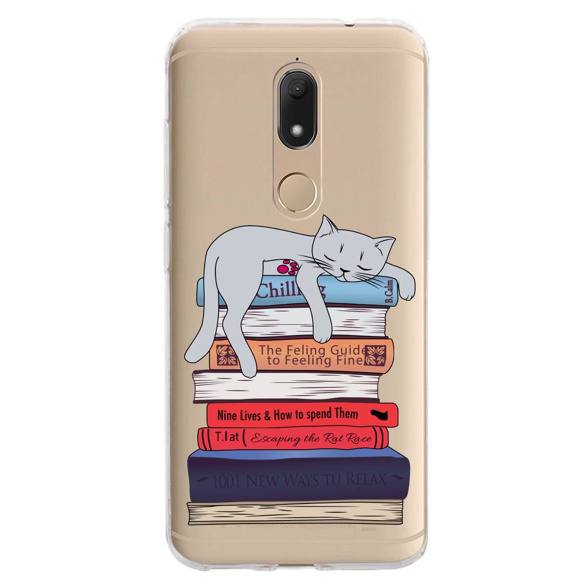 Case for Wiko View Prime, IJIA Transparent Cat and Book Clear TPU Soft Silicone Protection Bumper Fashion Skin Back Shell Case Cover for Wiko View Prime (5.7")