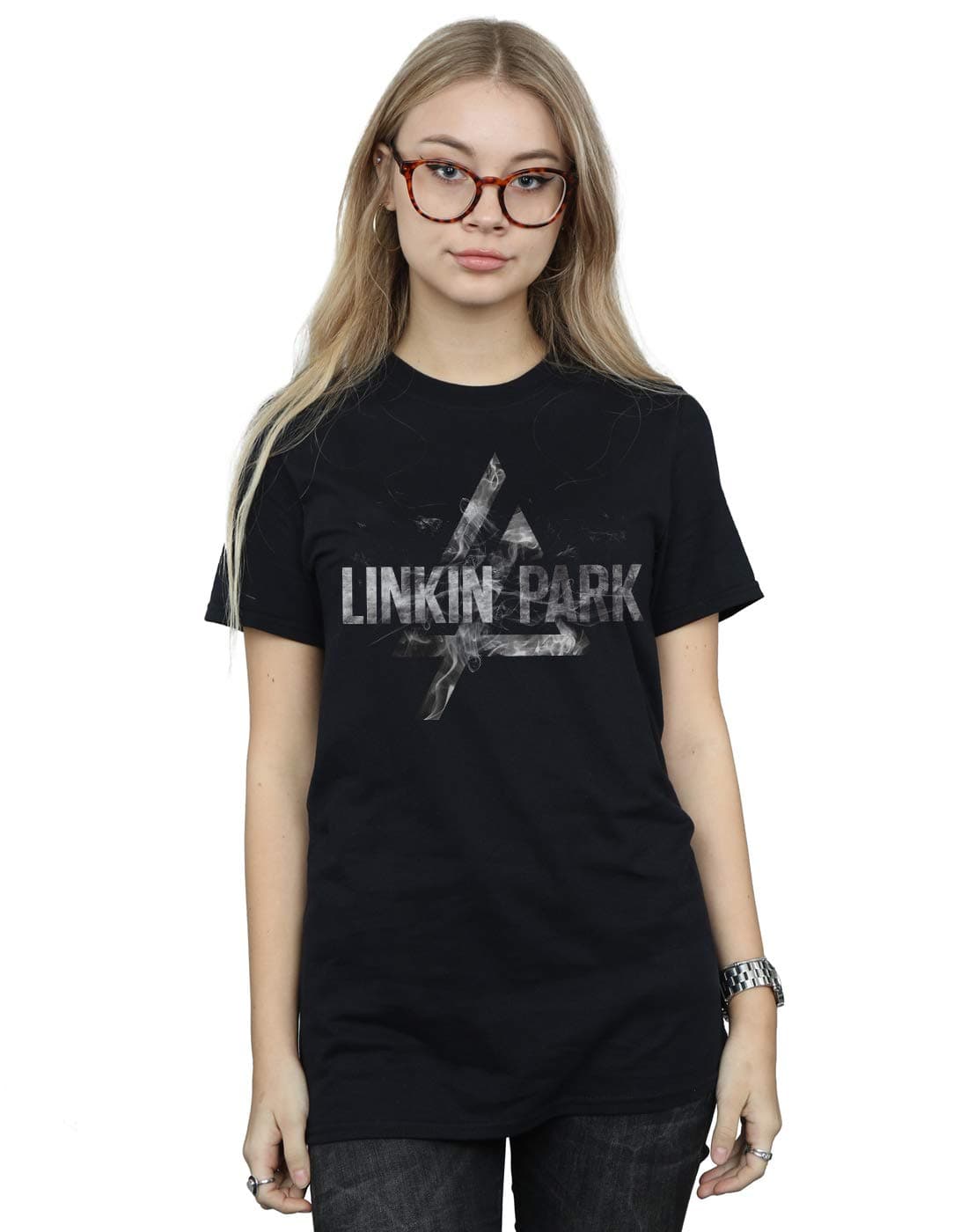 Absolute Cult Linkin Park Women's Prism Smoke Boyfriend Fit T-Shirt