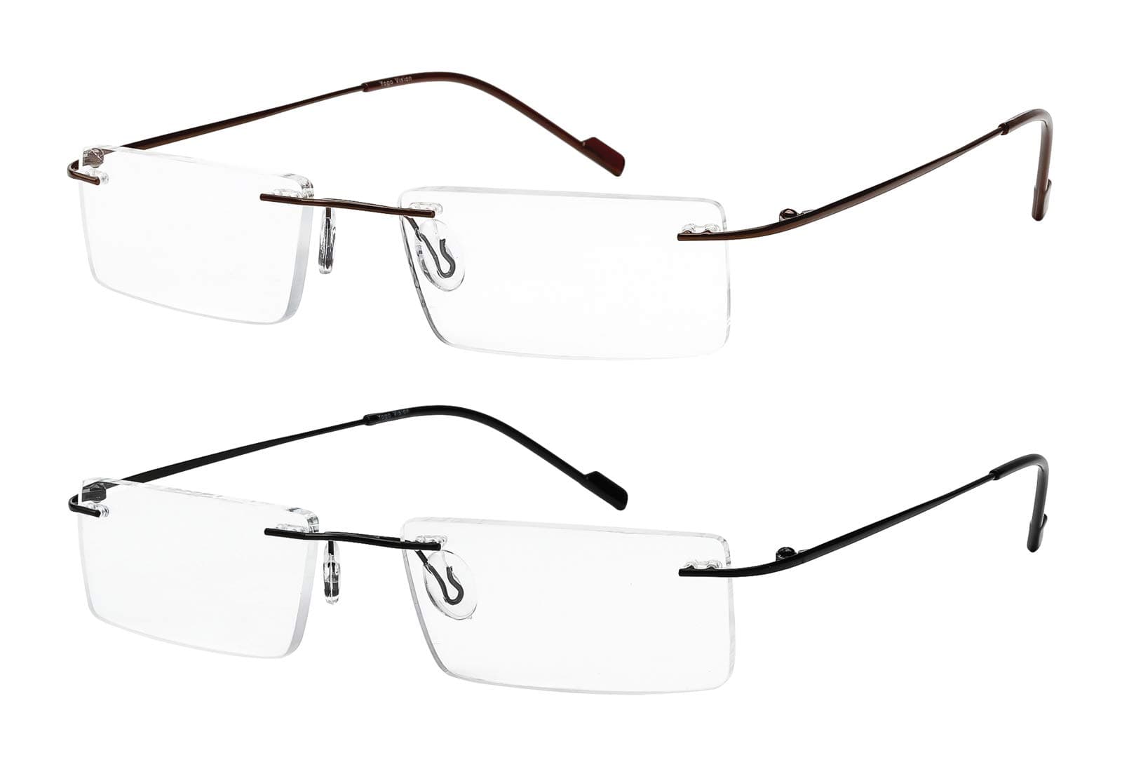 Success Eyewear Reading Glasses 2 Pair Rimless Ultra Lightweight Readers for Men and Women