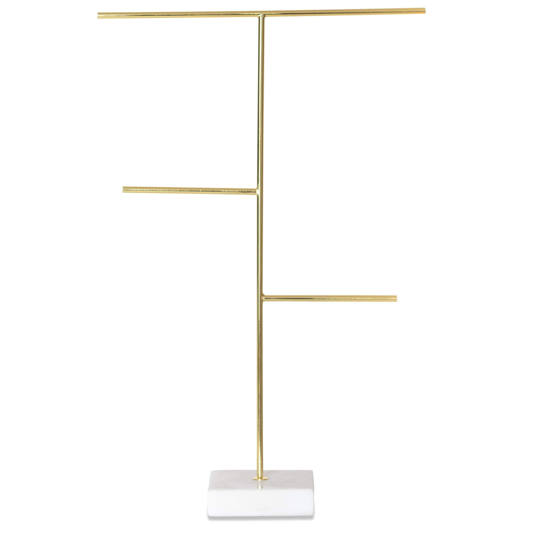 Lunar Oceans Three Tier Gold & Marble Jewellery Stand - Tall Necklace Holder