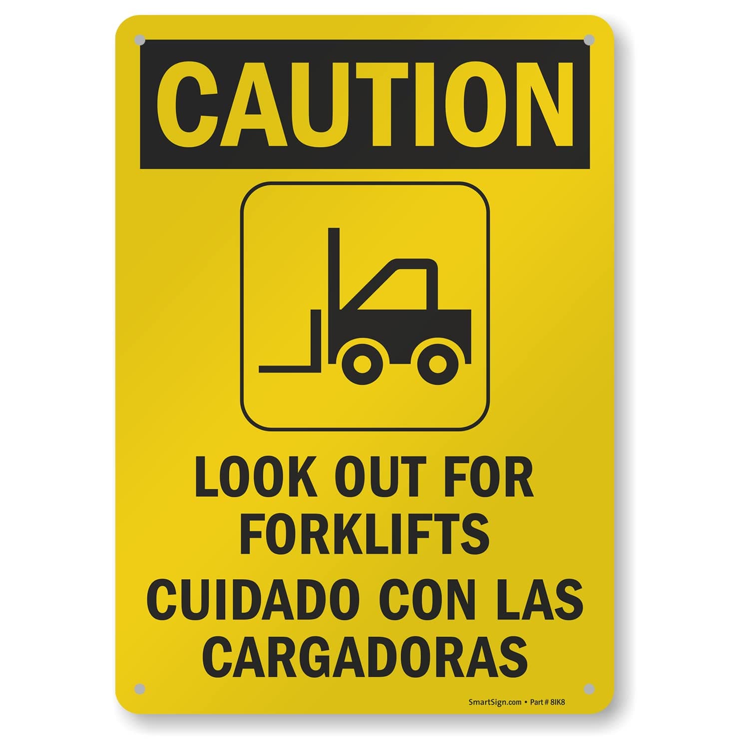 SmartSign - S-8498-AL-14 "Caution - Look Out For Forklifts" Bilingual Sign | 10" x 14" Aluminum
