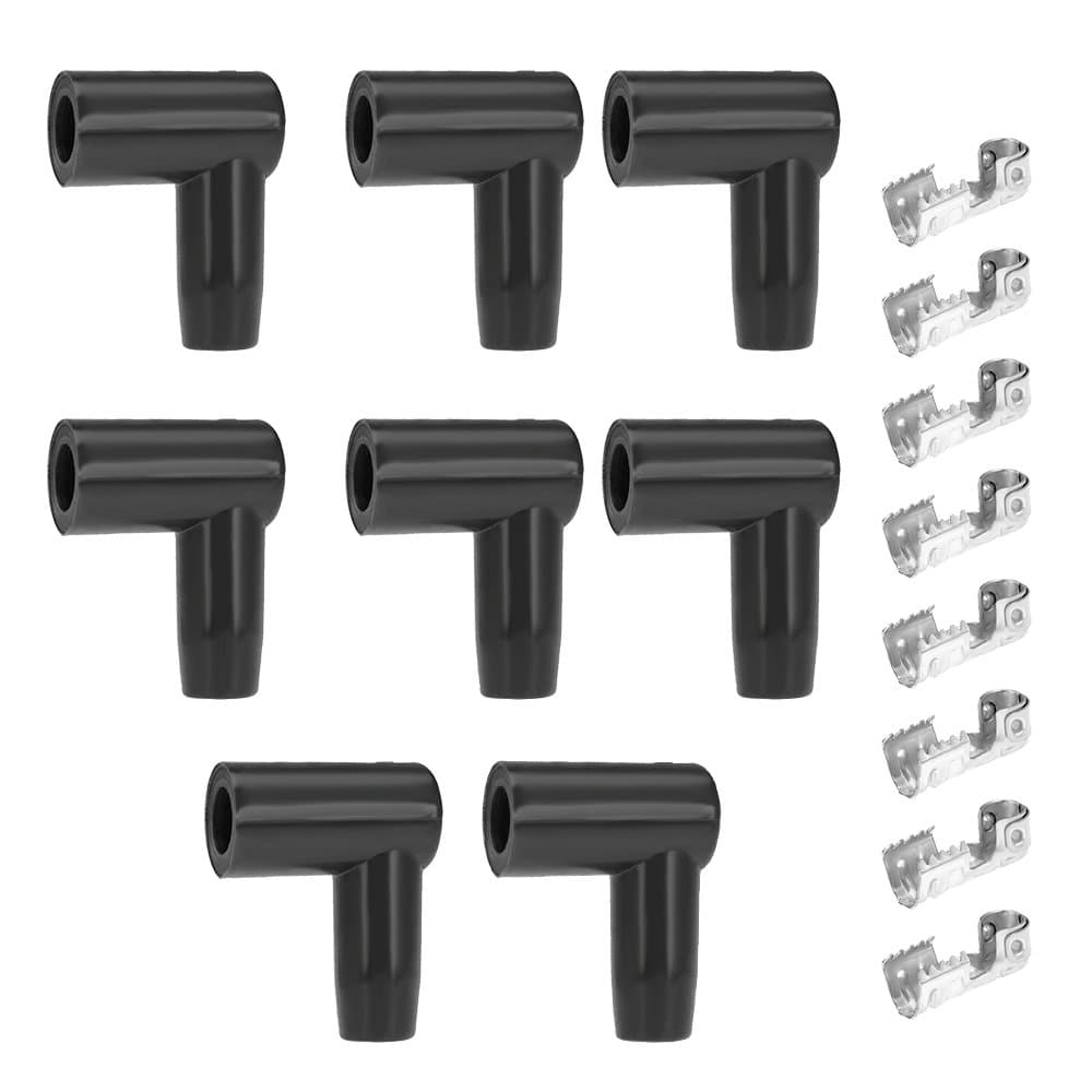 Spark Plug Boot Terminal Kit - 90 Degree HEI Distributor and Coil Boot Ignition Wire (8-Pack)