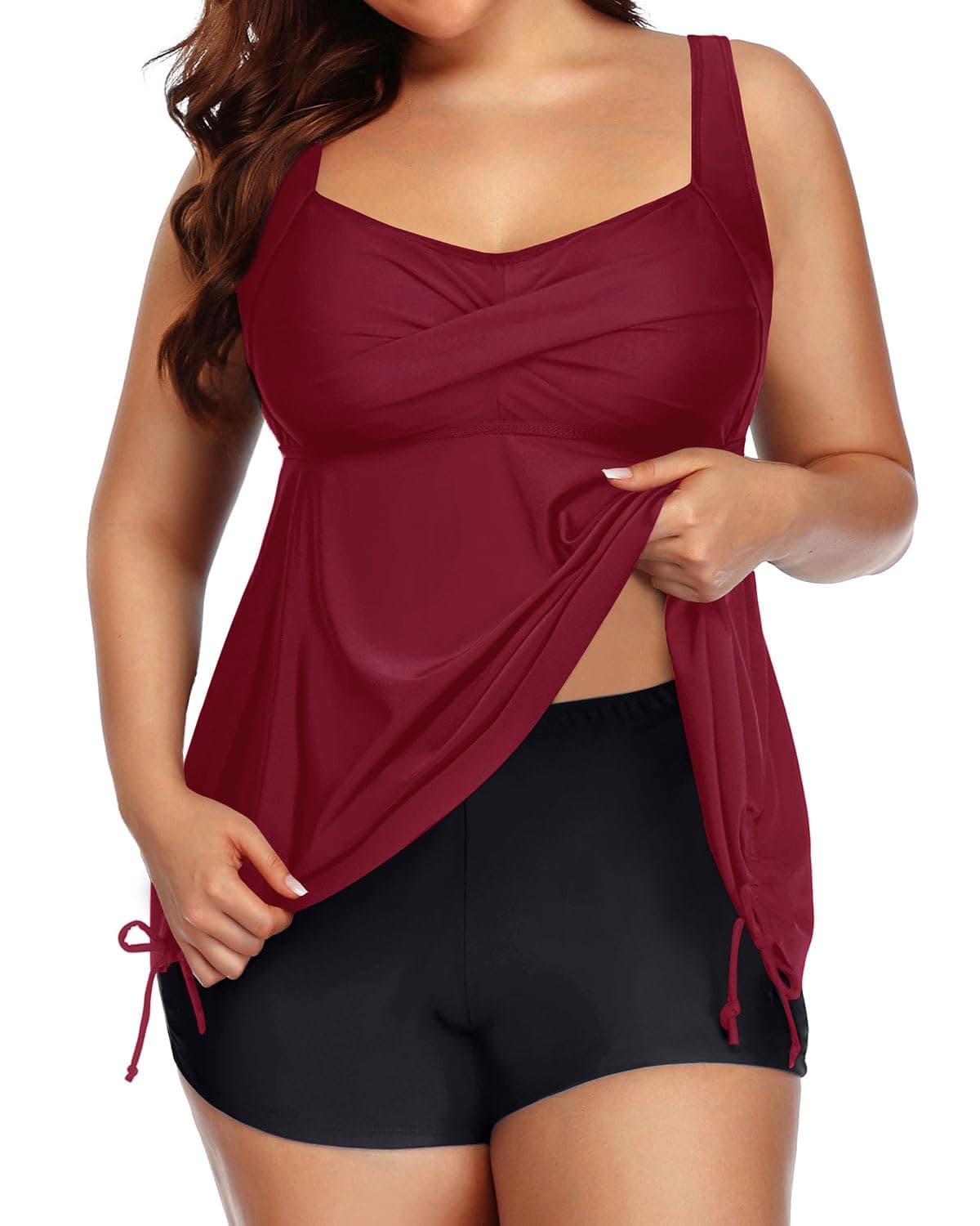 Aqua Eve Women Plus Size Tankini Swimsuit Two Piece Flowy Swimdress Bathing Suits with Shorts