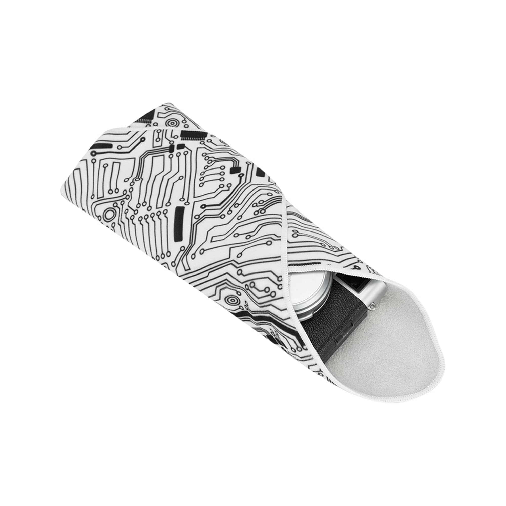 JJC 13.8-Inch Protective Wrap, Neoprene Camera Wrap Around Pouch Lens Protector Cover Self-Adhesive Cloth, Foldable Wrapping Cover for DSLR Camera/Lens/Flash/Phone/Pad, Circuit Pattern