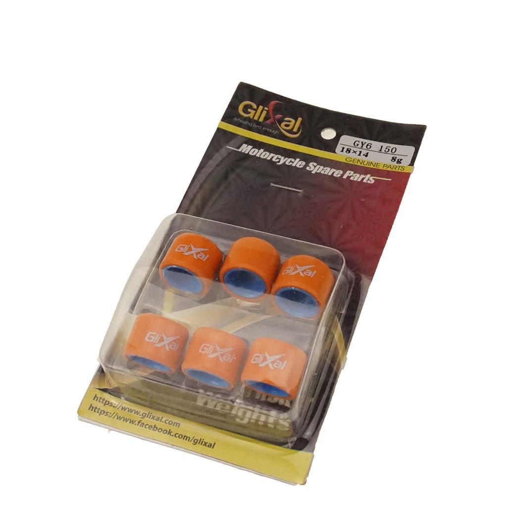 Glixal ATKS-04016 18x14mm High Performance Racing Variator Roller Weights Set 152QMI 157QMJ GY6 125cc 150cc Scooter Moped ATV Go-Kart (8 gram)