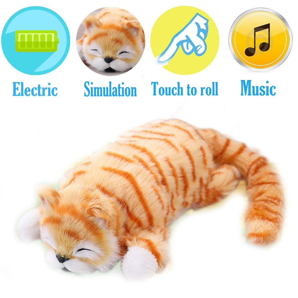 Soft Plush Toy,30cm Funny Simulation Electric Cat Roll Plush Animals Cats Toys Children Cute Electric Ragdoll Cat Dolls Kid Motor Activity Toys (Yellow, One Size)