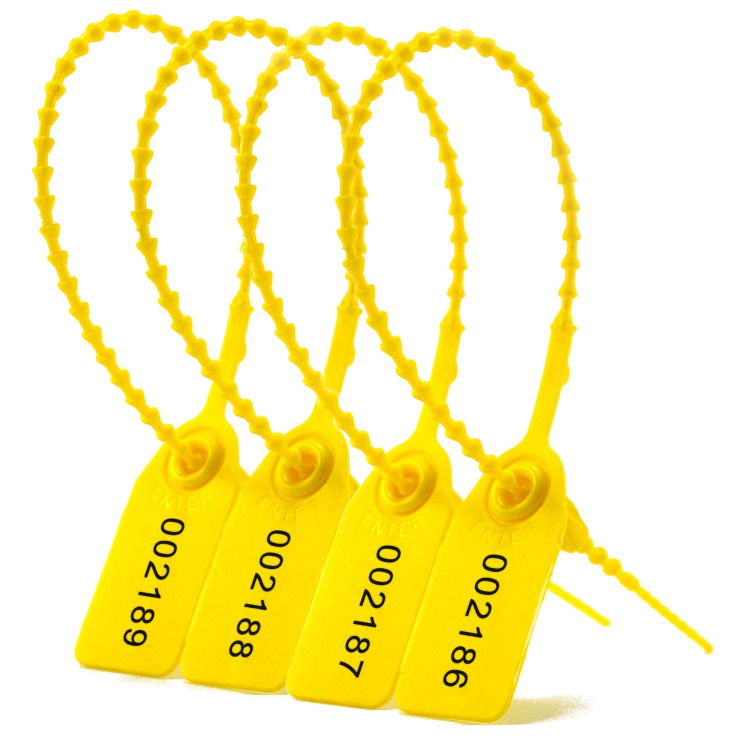 Leadseals(R) 1000 Plastic Tamper Seals, Zip Ties for Fire Extinguishers Pull Tite Security Tags Numbered Disposable Self-Locking Tie 250mm Length (Yellow)