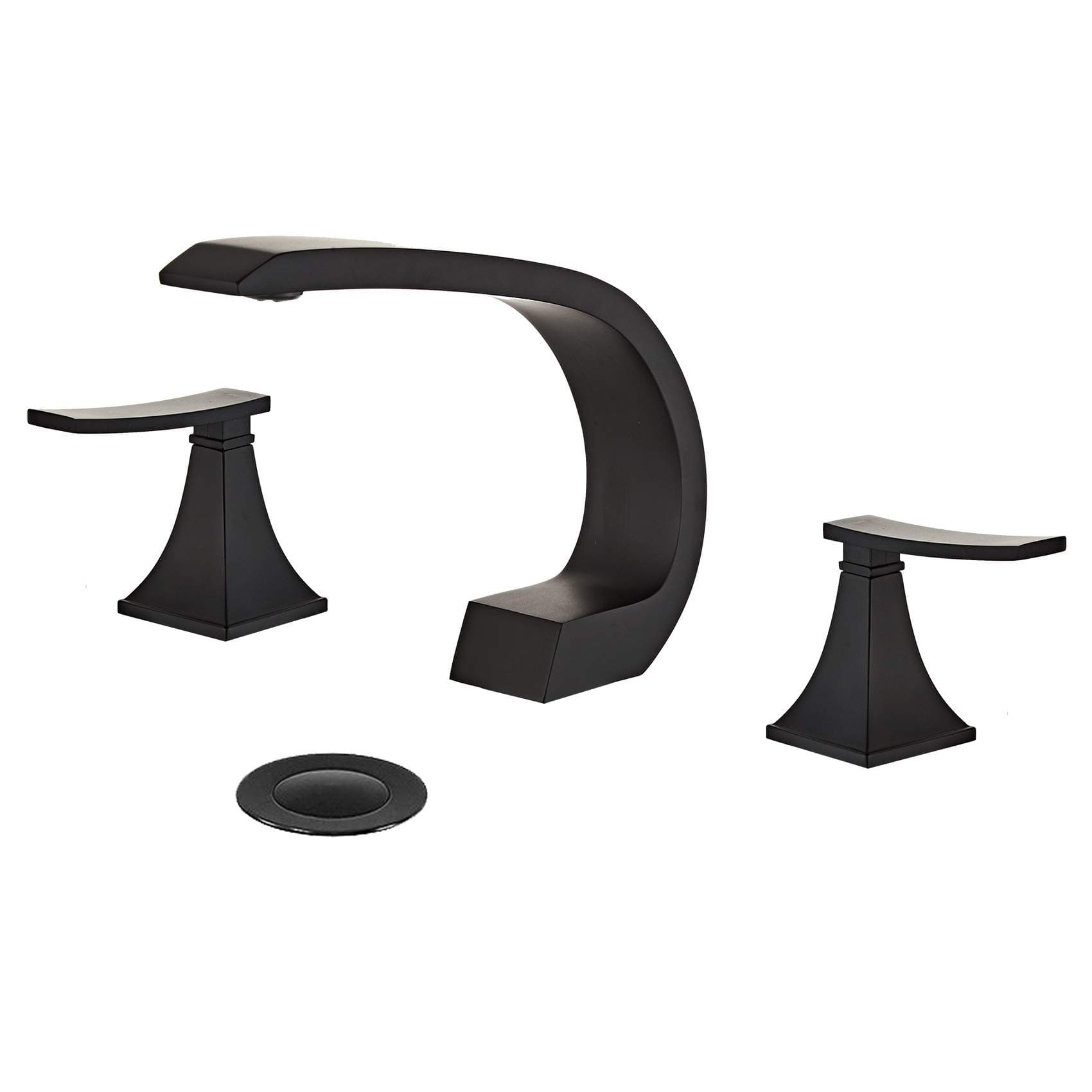 YannliiOil Rubbed Bronze Widespread Waterfall Bathroom Sink Faucet,Two Handle Three Hole Lavatory Faucet,8-16 Inch Basin Mixer Tap With Pop Up Drain