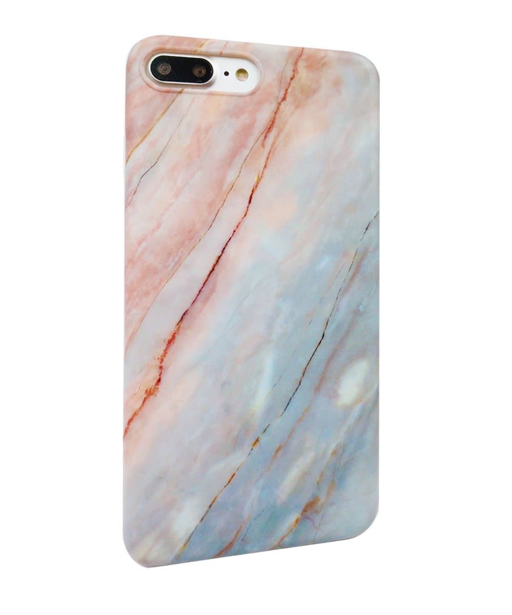 Phone Case For Iphone 7 plus, DUOMON New Marble Design Slim Shockproof Flexible Smooth TPU Soft Case Rubber Silicone Skin Cover (pink cloud)