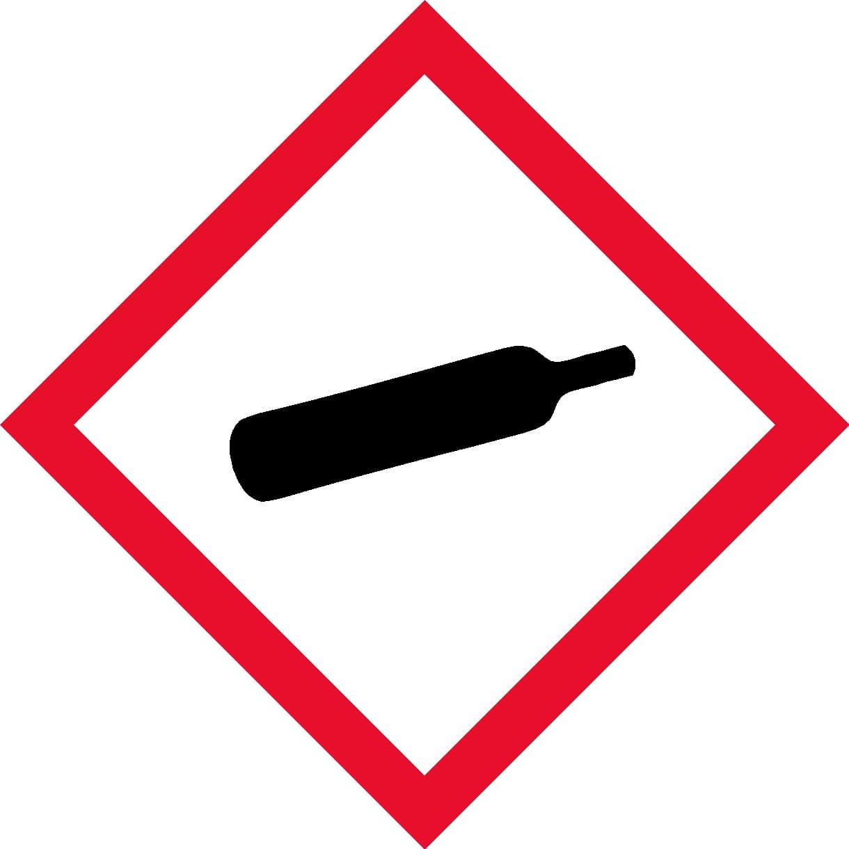 OSHA Compliant, GHS Gas Cylinder, Pictogram, Red Border, Black Symbol, Picto, White Base, Laminated, Safety Decal Label Vinyl Sticker, (2" x 2" (4 per))