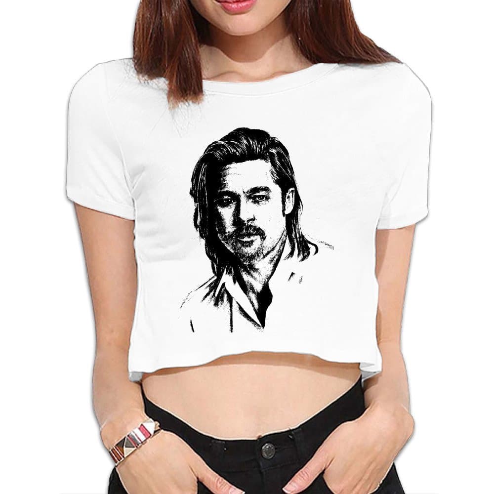 White H-Q 1970s Crop Top Brad Pitt For Adult