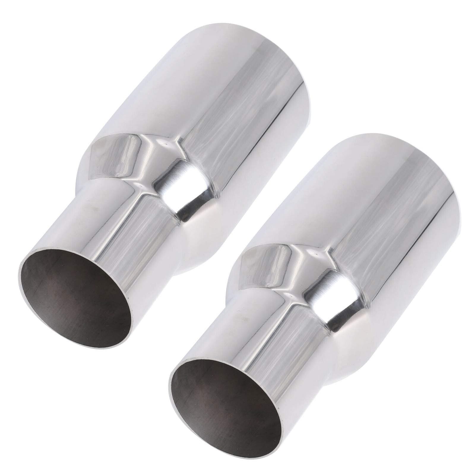 Fekuar Pack of 2 Exhaust Tip Straight Cut 2.5" Inlet 3.5" Outlet Single Layer T304 Polished Stainless Steel Weld on 7.25" Long Exhaust Tail Pipe Silver for Truck Cars