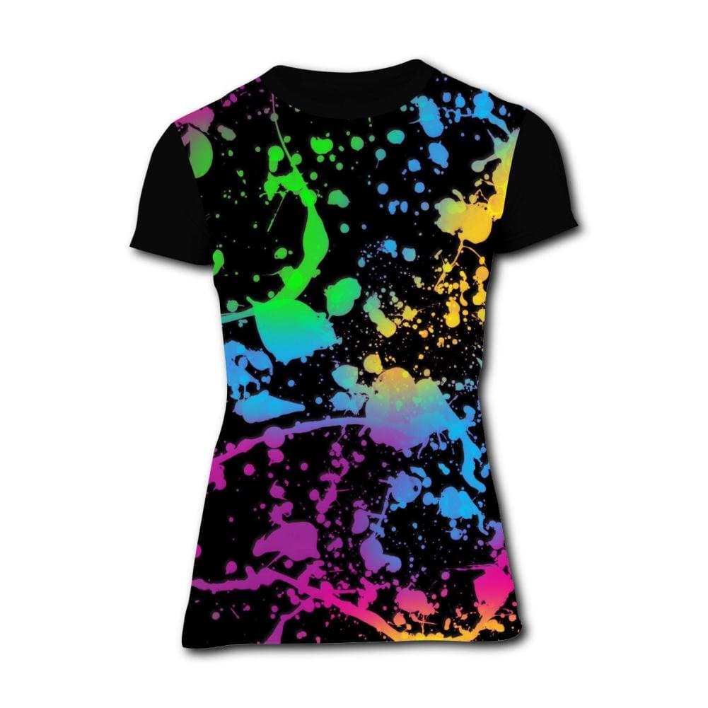KssKsa Glow in Dark Paint Splatter Women's Casual T-Shirt 3D Print Short Sleeve