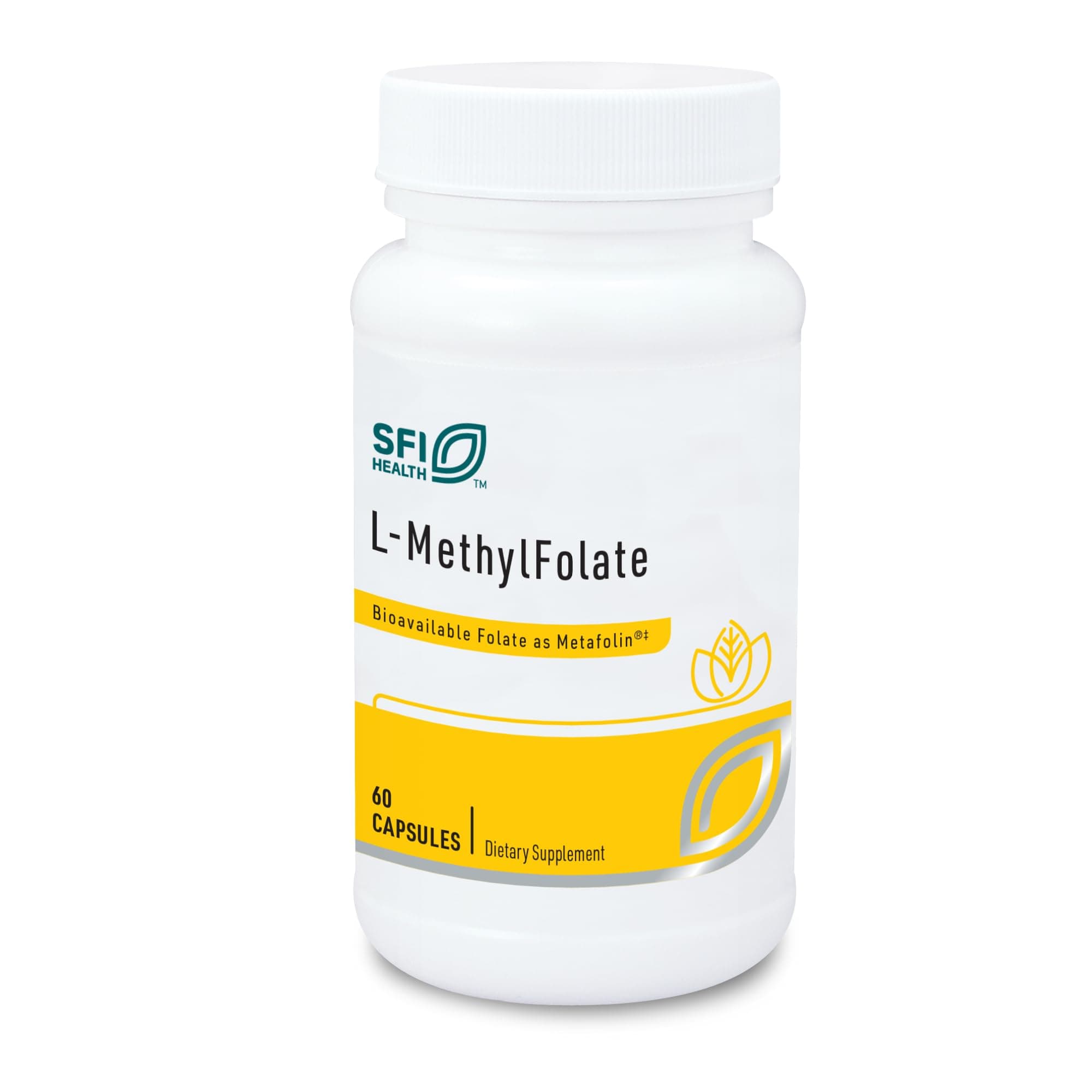 Klaire Labs SFI Health L-Methylfolate - 1000 mcg Folate Highly Bioavailable, Hypoallergenic 1000 Micrograms (1 Milligram) Metafolin L-5-MTHF (60 Capsules)