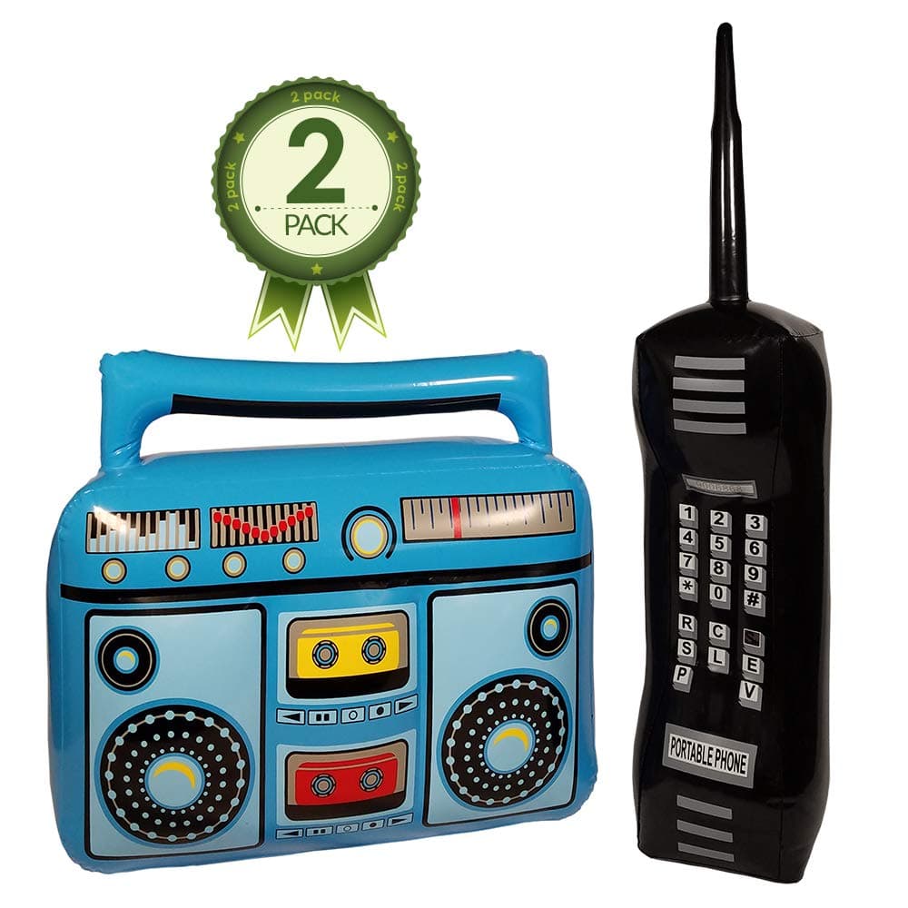 Inflatable Boom Box & Phone – 80s & 90s Party Accessories for Men & Women - Brick Cell