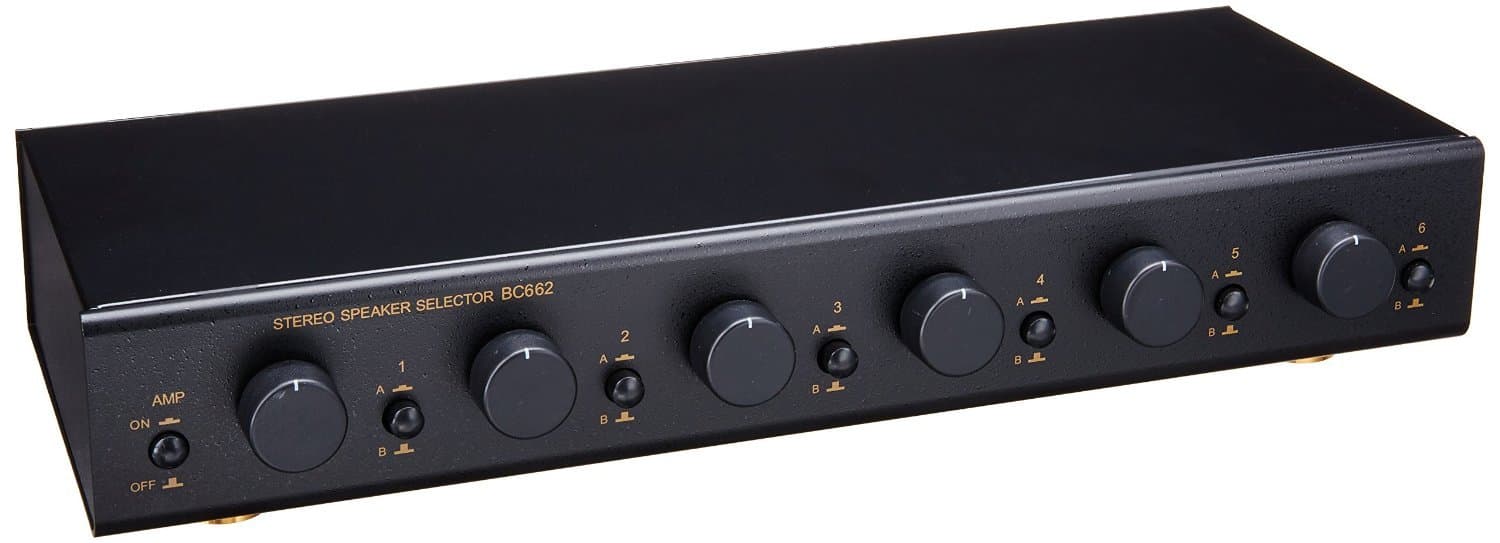 TS-6VC 2-Source 6-Zone Speaker Selector Switch with Volume Controls