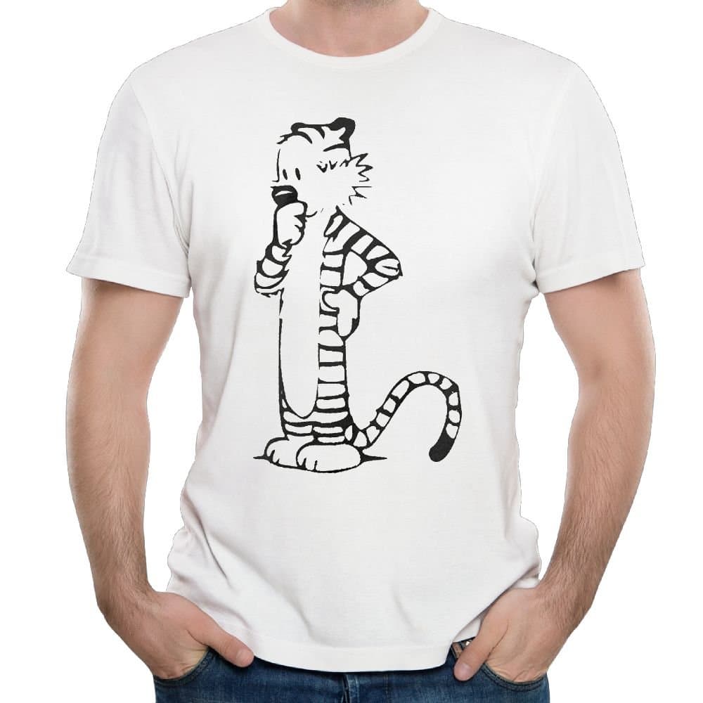 Madeleine Ellis Men's Calvin and Hobbes, Soft Short Sleeve T Shirt White XL