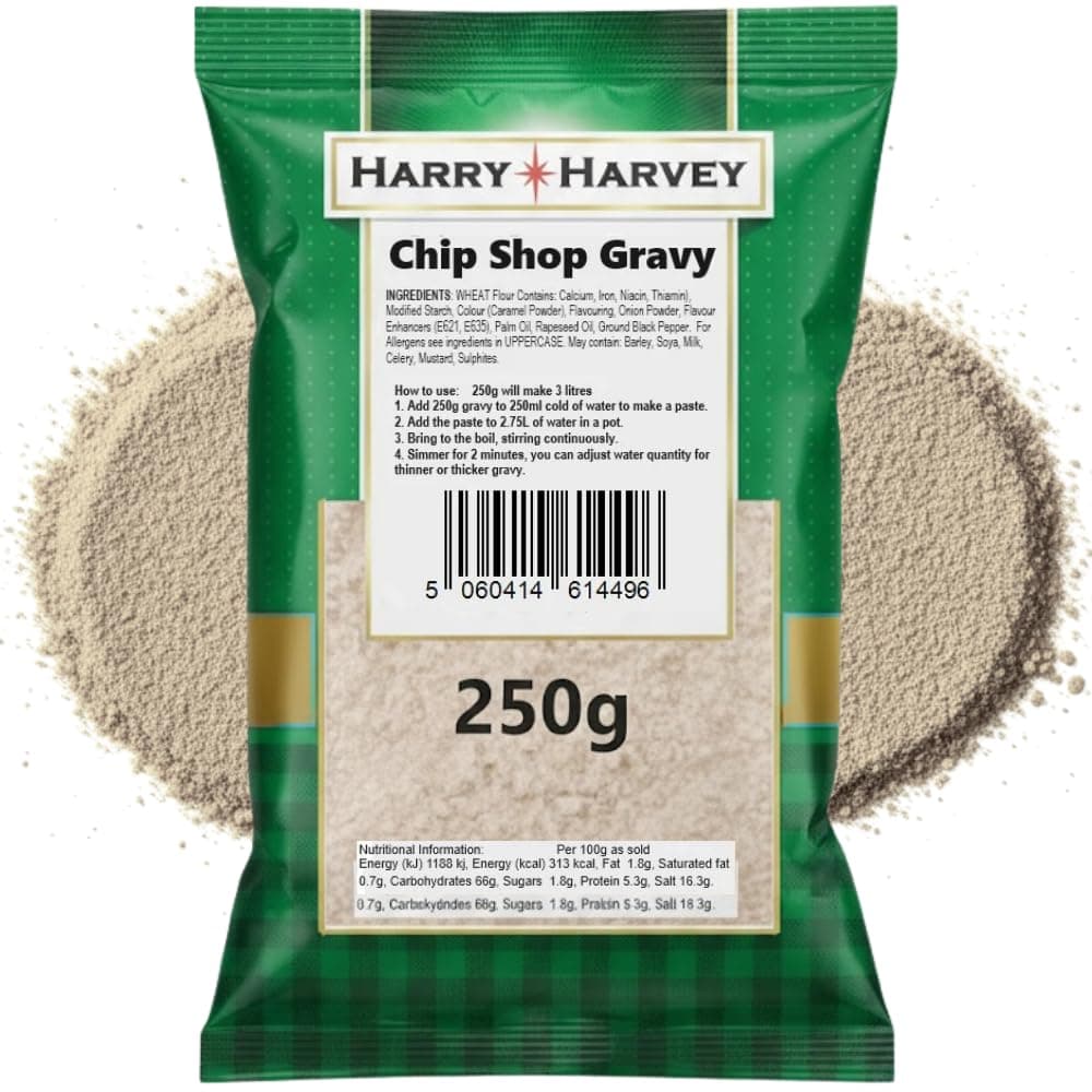 Harry Harvey Chip shop Gravy Mix 250g | Fish & Chip Shop Style Instant Powder | Big Rich Gravy Mix for Beef, Chicken, Pork, Lamb & Turkey | Thick Chippy Sauce in Minutes
