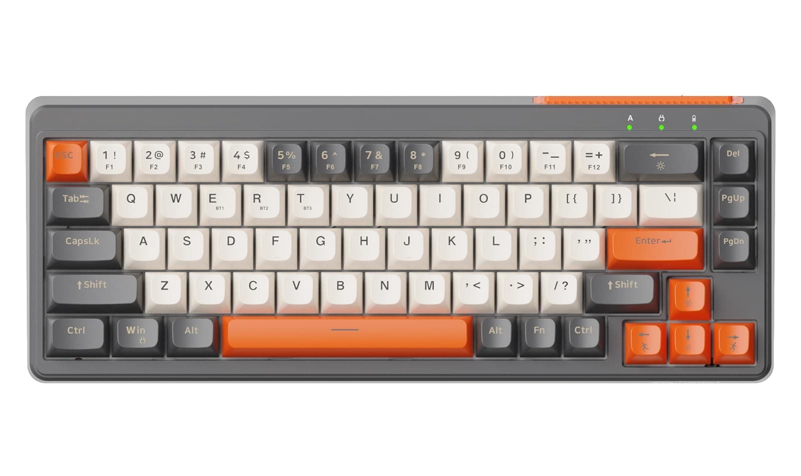 LexonElecX FREEWOLF M68 65% Wireless Gaming Keyboard, QWERTY Layout, BT/2.4G/Wired Silent Membrane Keyboard, Rainbow Backlit 67 Keys PBT Keycaps, 2000mAh Portable for Gamer/Office - Grey