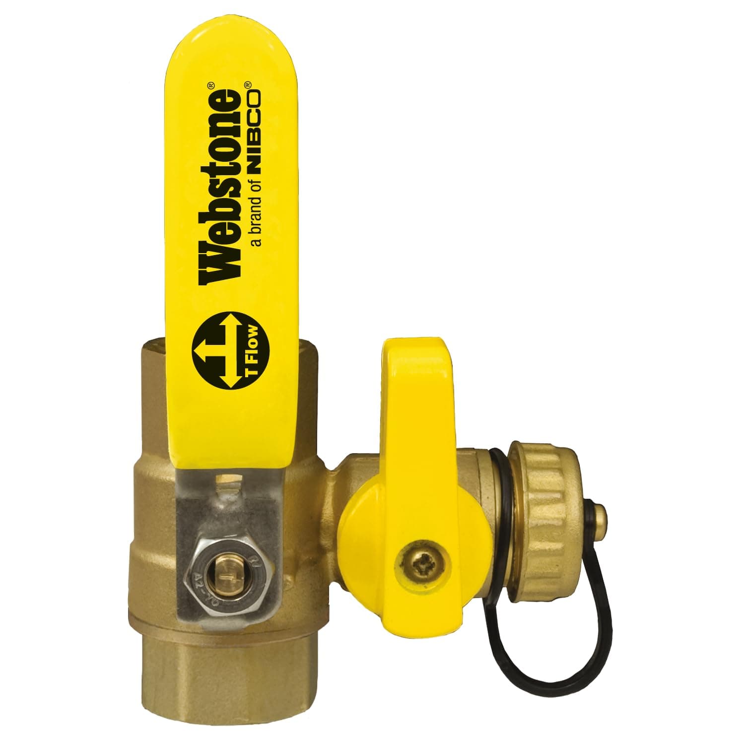 Webstone, a Brand of NIBCO Brass Pro-Pal Ball Drain, Full Port Forged Brass Ball Valve, w/Hi-Flow Hose Drain, Reversible Handle, & Adjustable Packing Glands, THD-X061, 1 in. x 1 in.