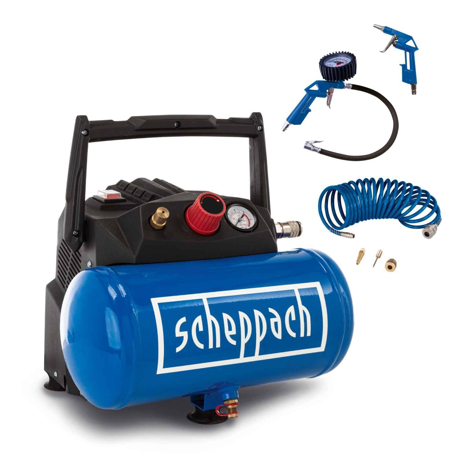 – HC06 Air Compressor | 1200W | 6L Tank | 8Bar | Oil-Free | Portable | Inc. Hose & Accessory Kit