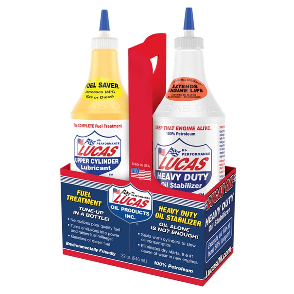 Lucas Oil Combo Pack - Heavy Duty Oil Stabilizer (32 oz.) and Upper Cylinder Lubricant Fuel System Treatment (32 oz.)…
