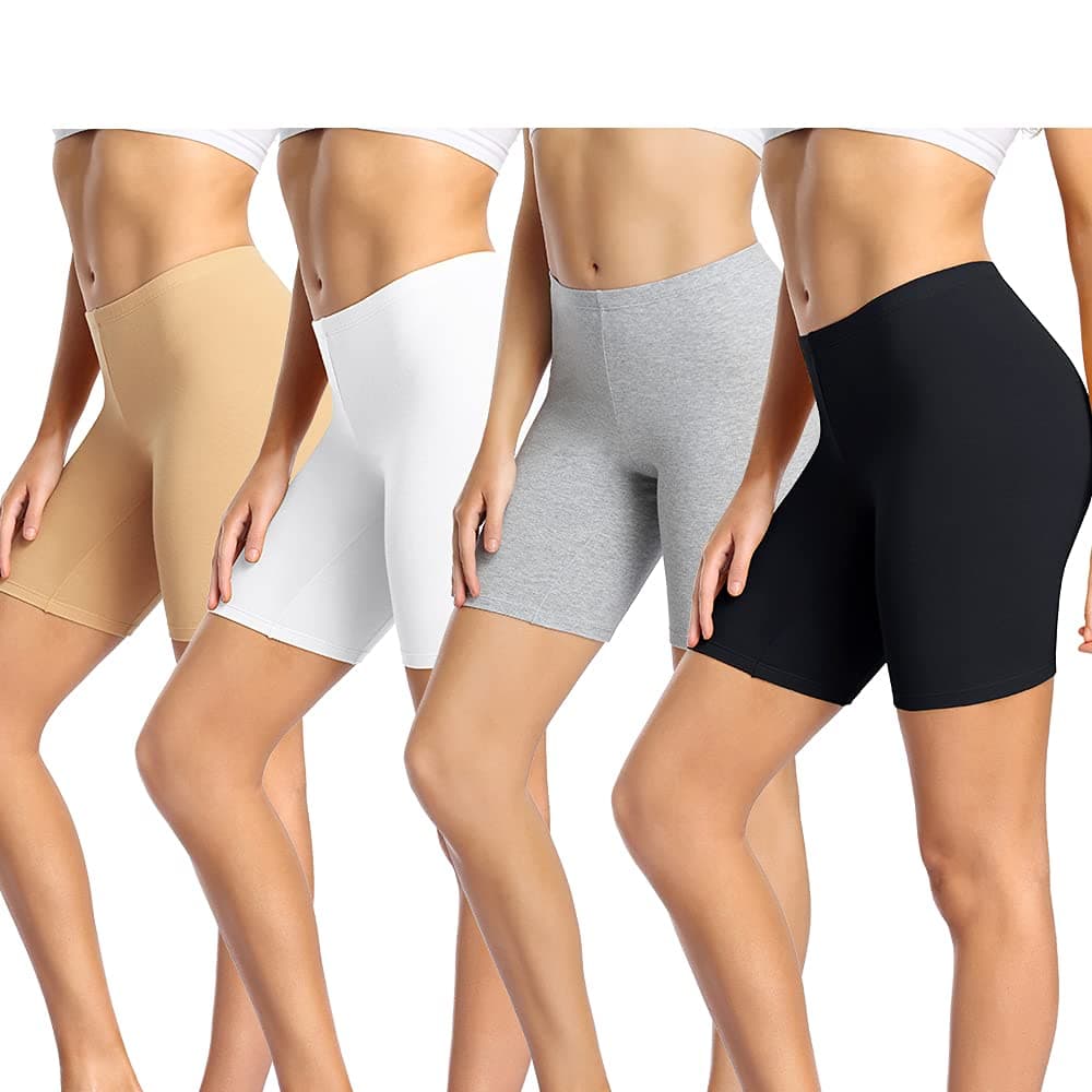 Women's Cotton Boy Shorts Underwear Anti Chafing Soft Biker Short Plus Boy Shorts Panties 4 Pack