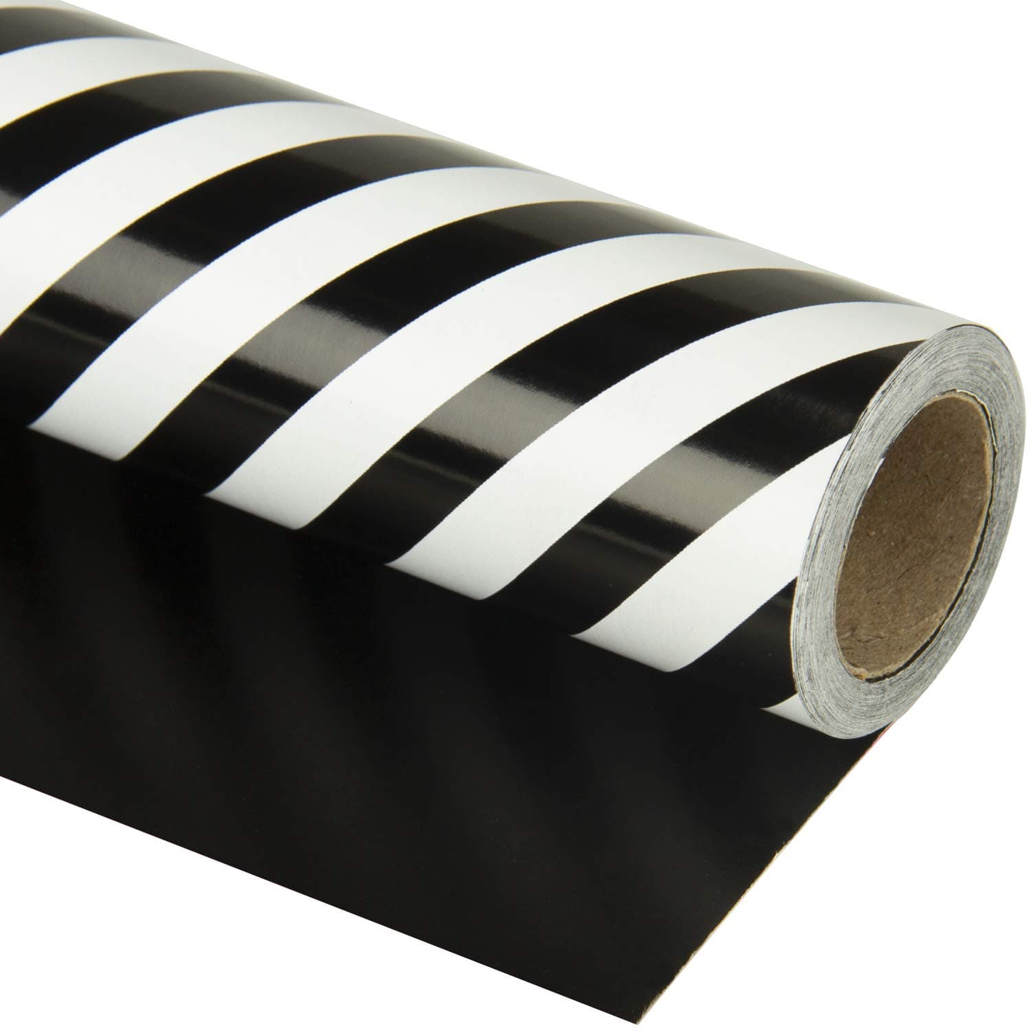 WRAPAHOLIC 30 Inch Reversible Black Wrapping Paper - Black and Stripes Wrapping Paper for Birthday, Holiday, Wedding, Baby Shower - 30 inch x 33 feet