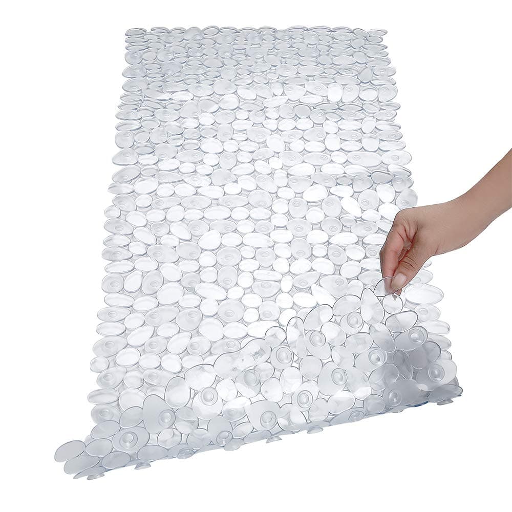 Pebble Bath Mat for Bathtub to Anti Slip Bathtub Mat in Shower with 16 Inches by 35 Inches (Clear)
