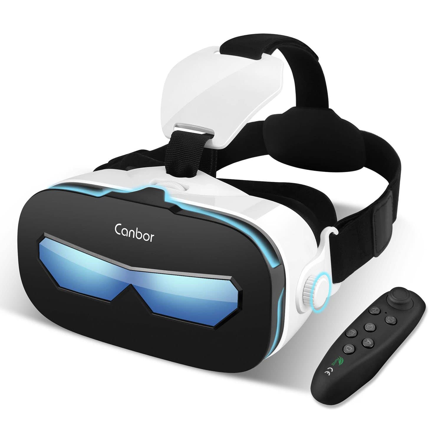 VR Headset with Remote Controller, Virtual Reality Headset 3D VR Goggles Glasses for 3D Movies and Games Compatible with 4.0-6.3 Inches Apple iPhone, Samsung Sony More Smartphones