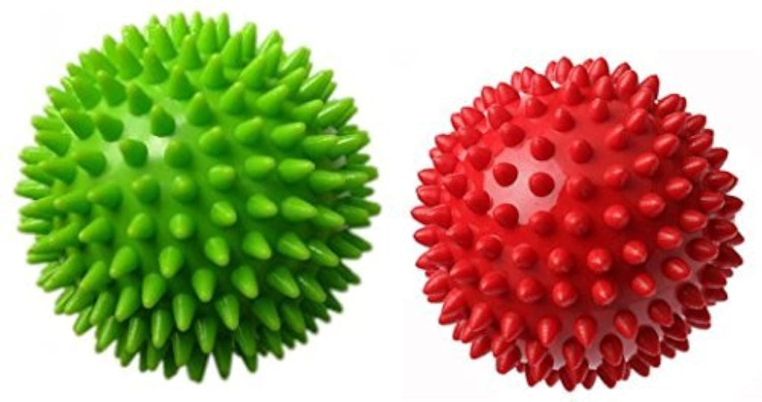 Therapist's Choice® Pack of 2 Spiky Massage Balls, Hard & Soft Combo, Stress Reflexology, Porcupine Sensory Ball Set