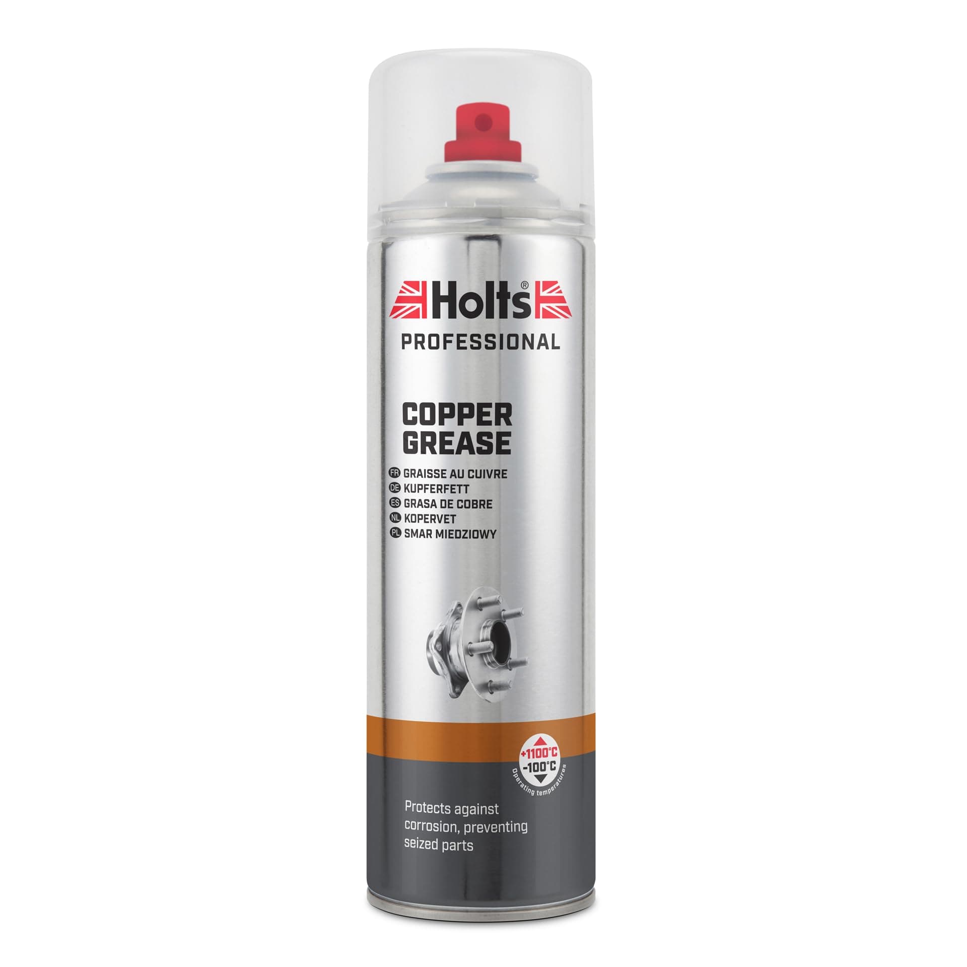 Holts Copper Grease Spray - High Temperature, High Performance for Brake Pads & Callipers, Prevents Seizing, Rust & Corrosion for Car, Bike & Motorcycle - 500ml Spray Can